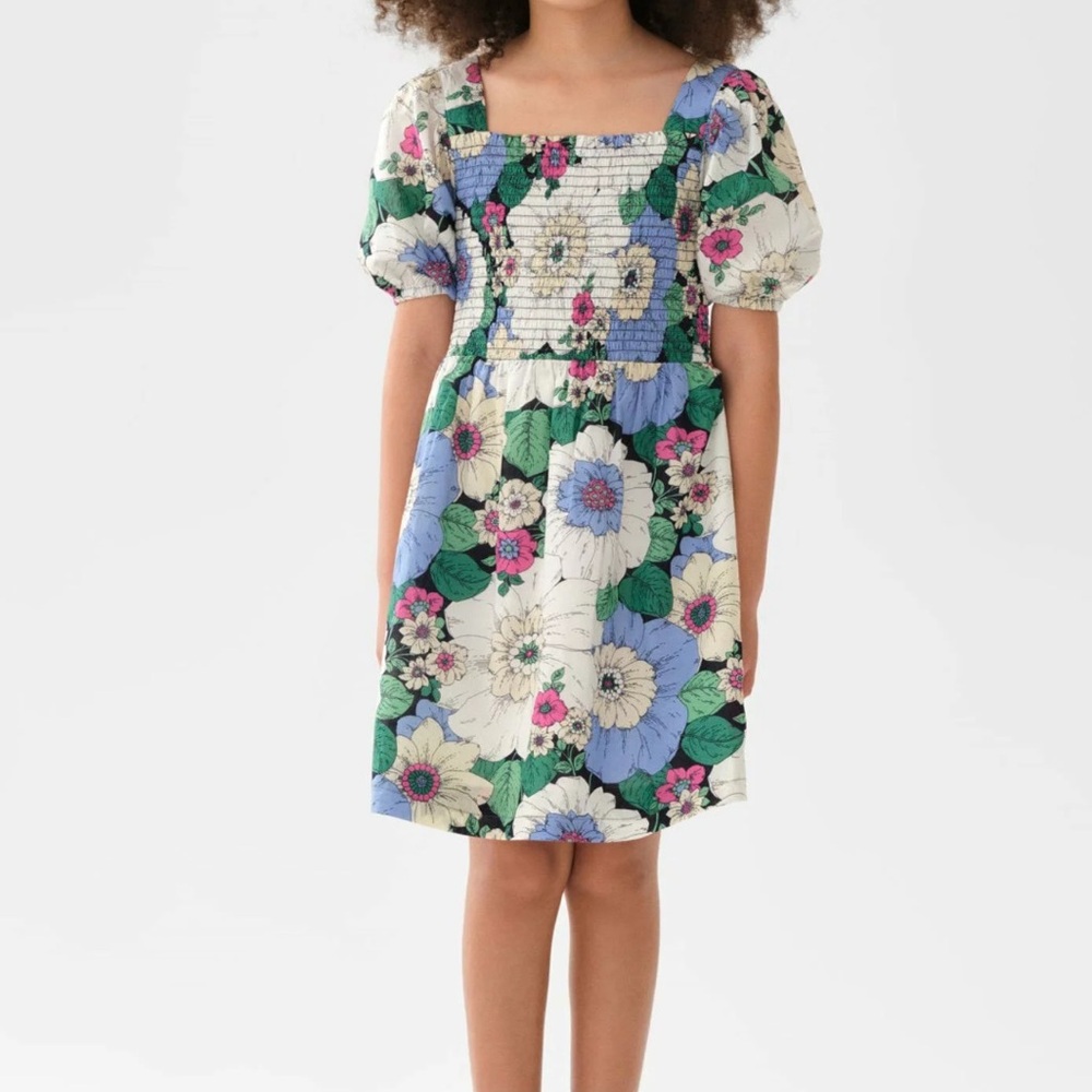 GAP Floral Smocked Puff Sleeve Dress